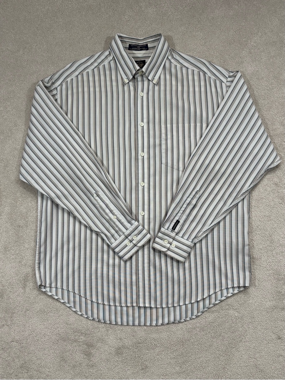 Vintage 90s Mens Dockers Vertical Striped 100% Cotton Button Down Shirt Size M